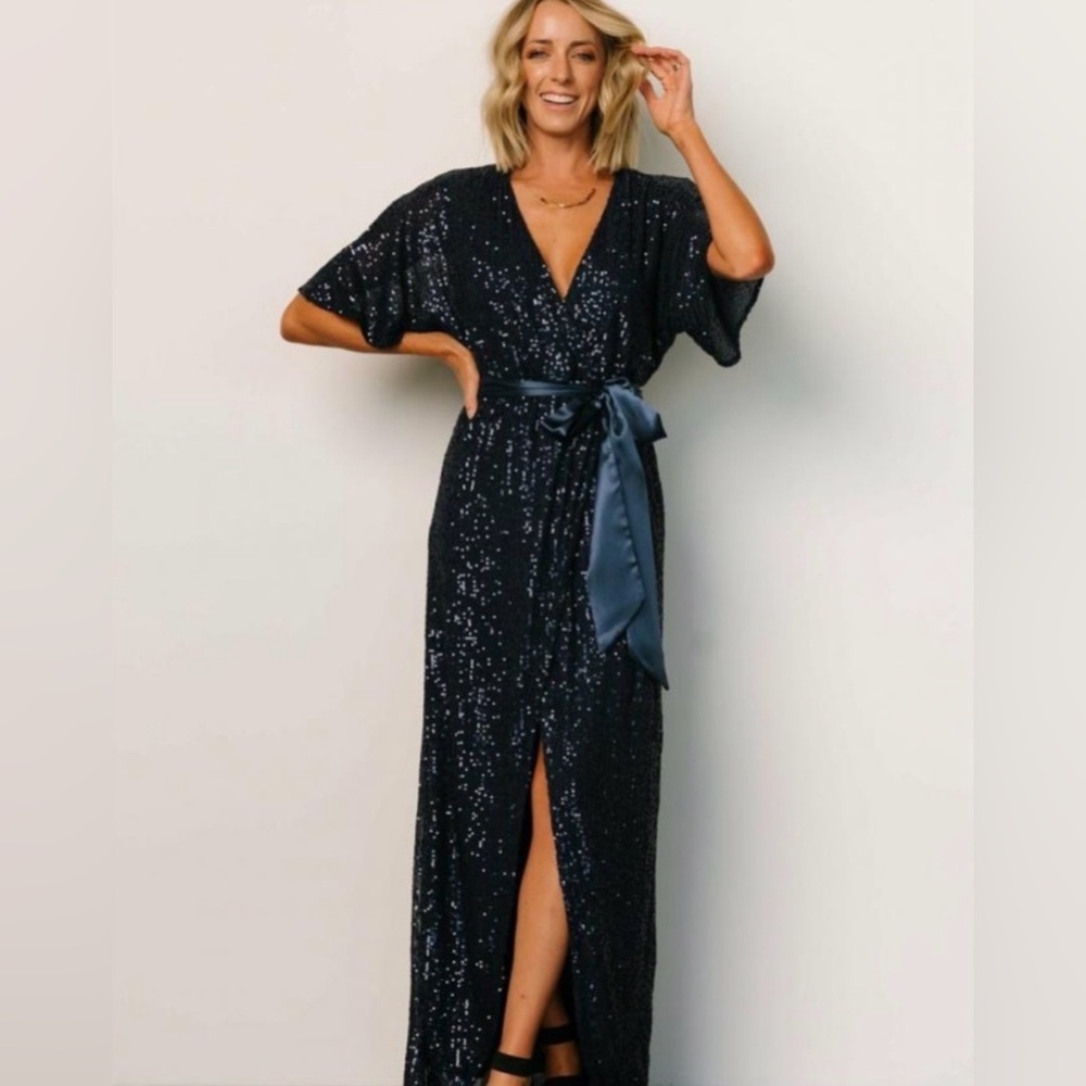 NWT Baltic Born Mauricia Sequin Maxi Gown | Navy
